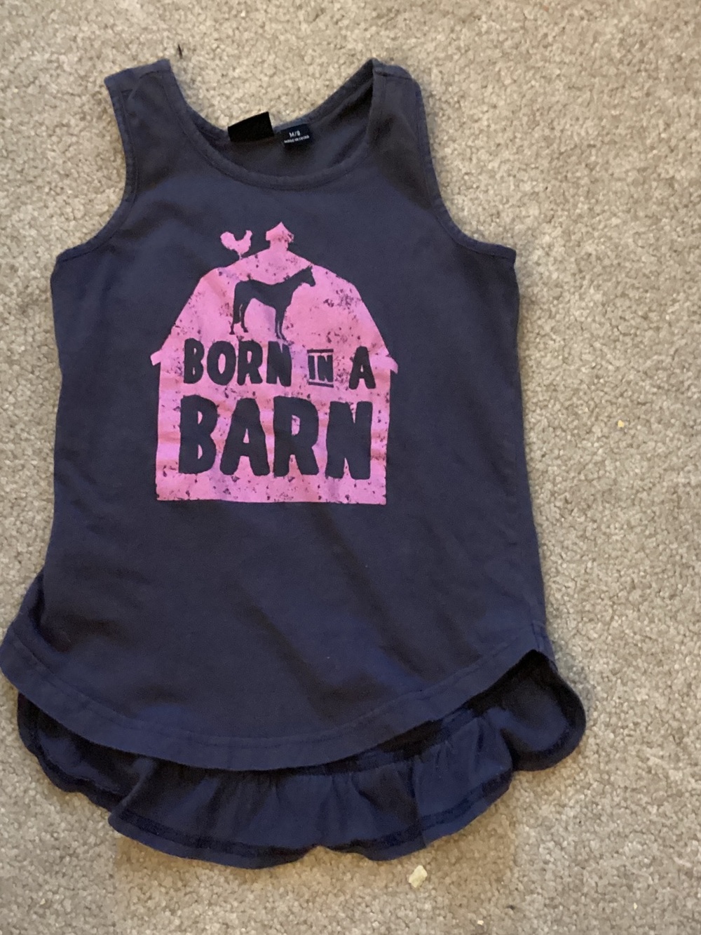 Cruel Girl Navy Tank Top with Pink Barn Graphic